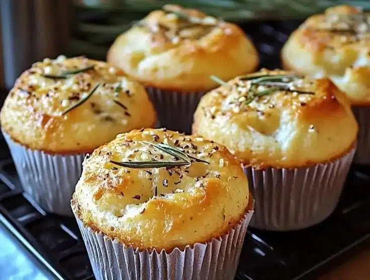 Garlic Rosemary Focaccia Muffins – Easy Mini Focaccia Recipe