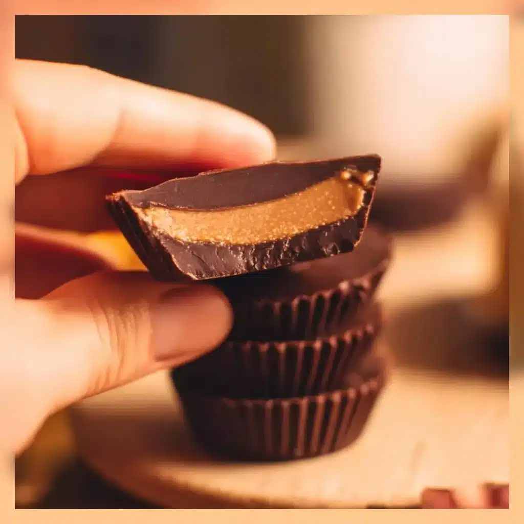 Delicious homemade chocolate peanut butter cups on a decorative plate
