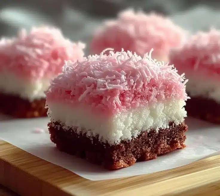 Irresistibly Delicious Pink Coconut Snowball Cake Bars