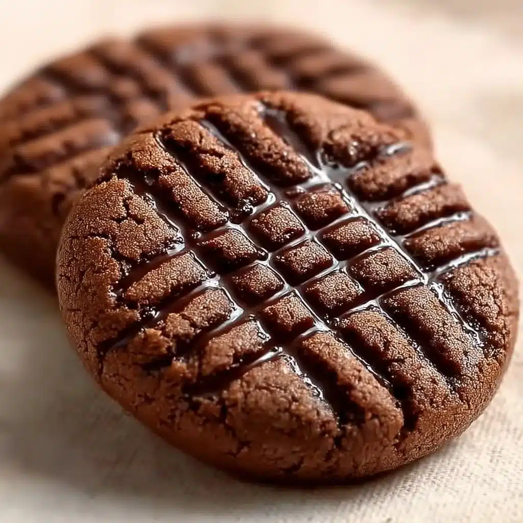 Soft chocolate peanut butter cookies on a plate for a delicious treat.