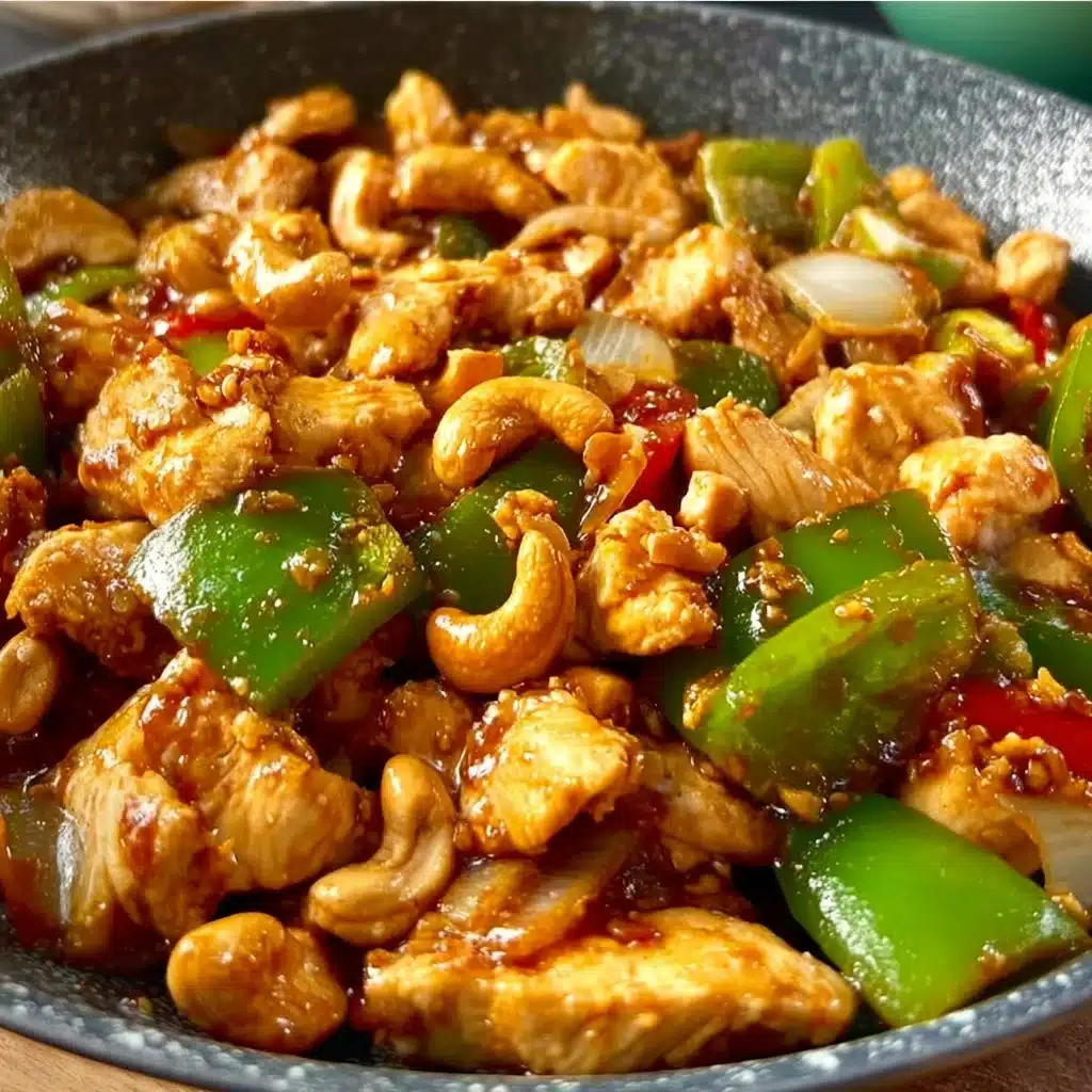 Plate of Keto Cashew Chicken with low-carb ingredients and vibrant colors
