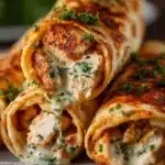 Low Carb Cheesy Garlic Chicken Wraps with fresh ingredients