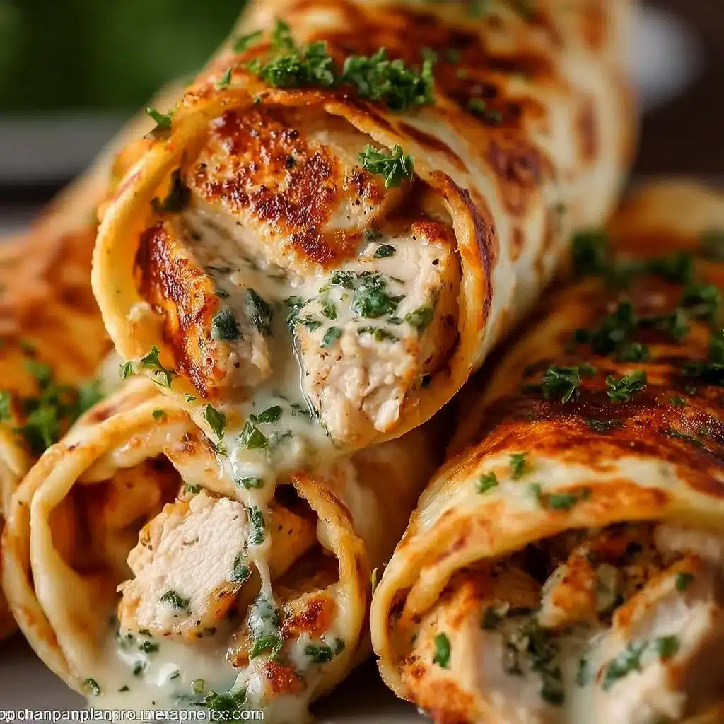 Low Carb Cheesy Garlic Chicken Wraps with fresh ingredients