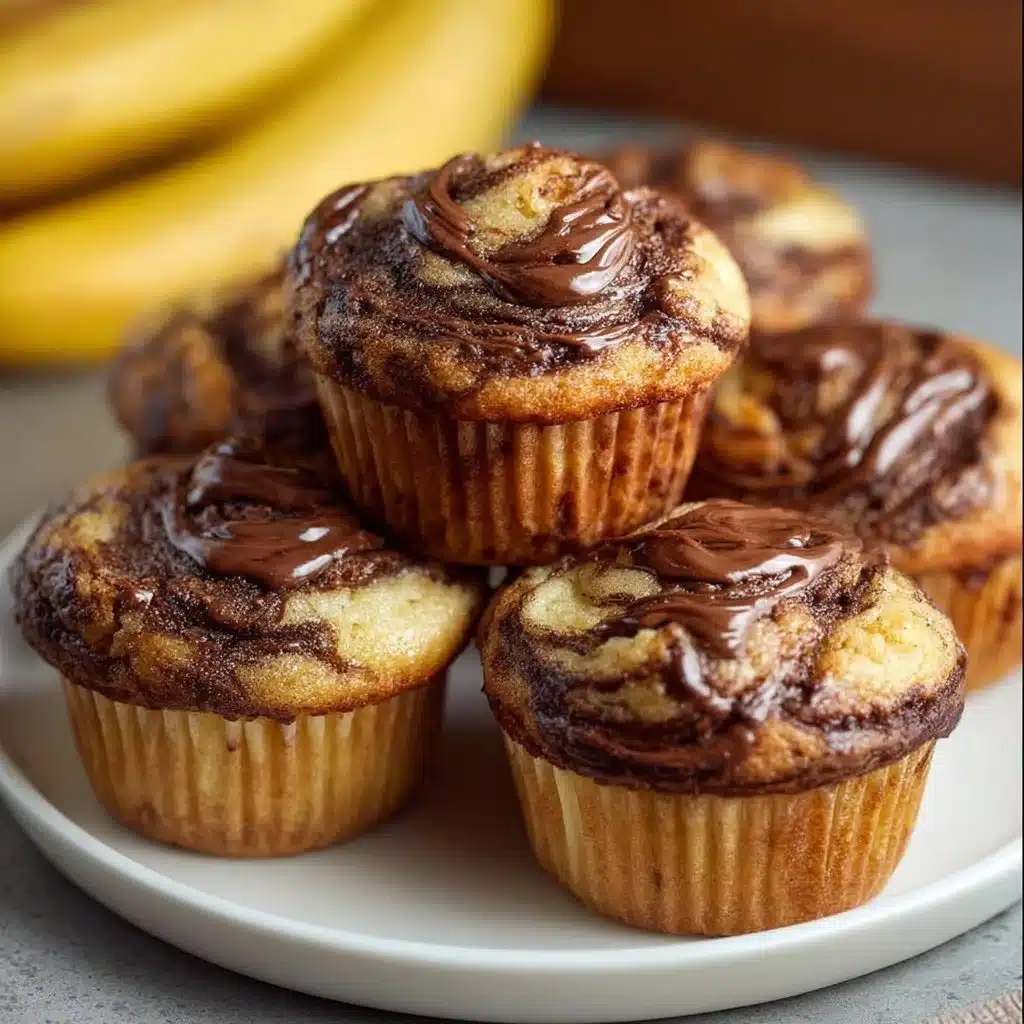 Delicious Nutella Banana Swirl Muffins on a plate
