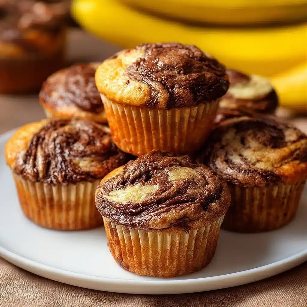 Delicious Nutella banana muffins swirled with chocolate hazelnut spread