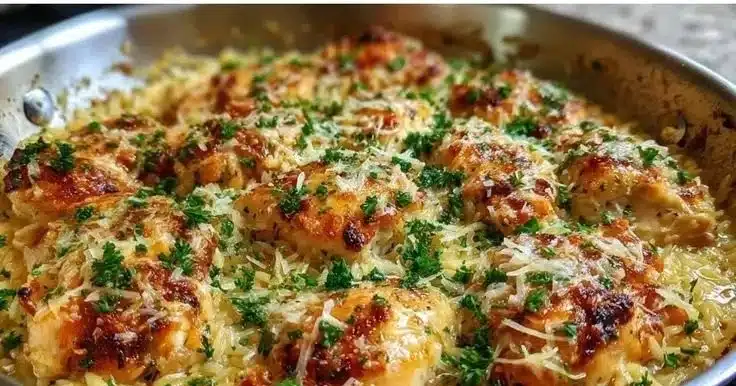 One Pan Orzo Chicken Bake