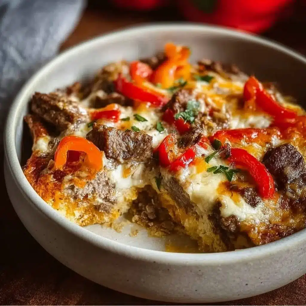 Delicious Philly cheesesteak dinner with steak, cheese, and fresh rolls