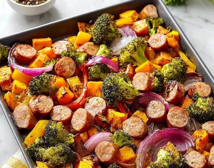 Quick Sheet Pan Chicken Sausage