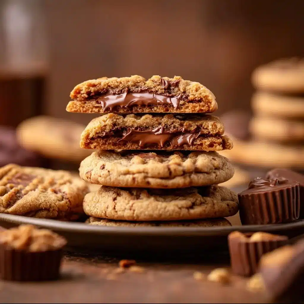 Reese's Cup Peanut Butter Cookies with chocolate and peanut butter topping