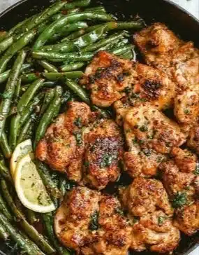 Skillet Garlic Butter Chicken and Green Beans