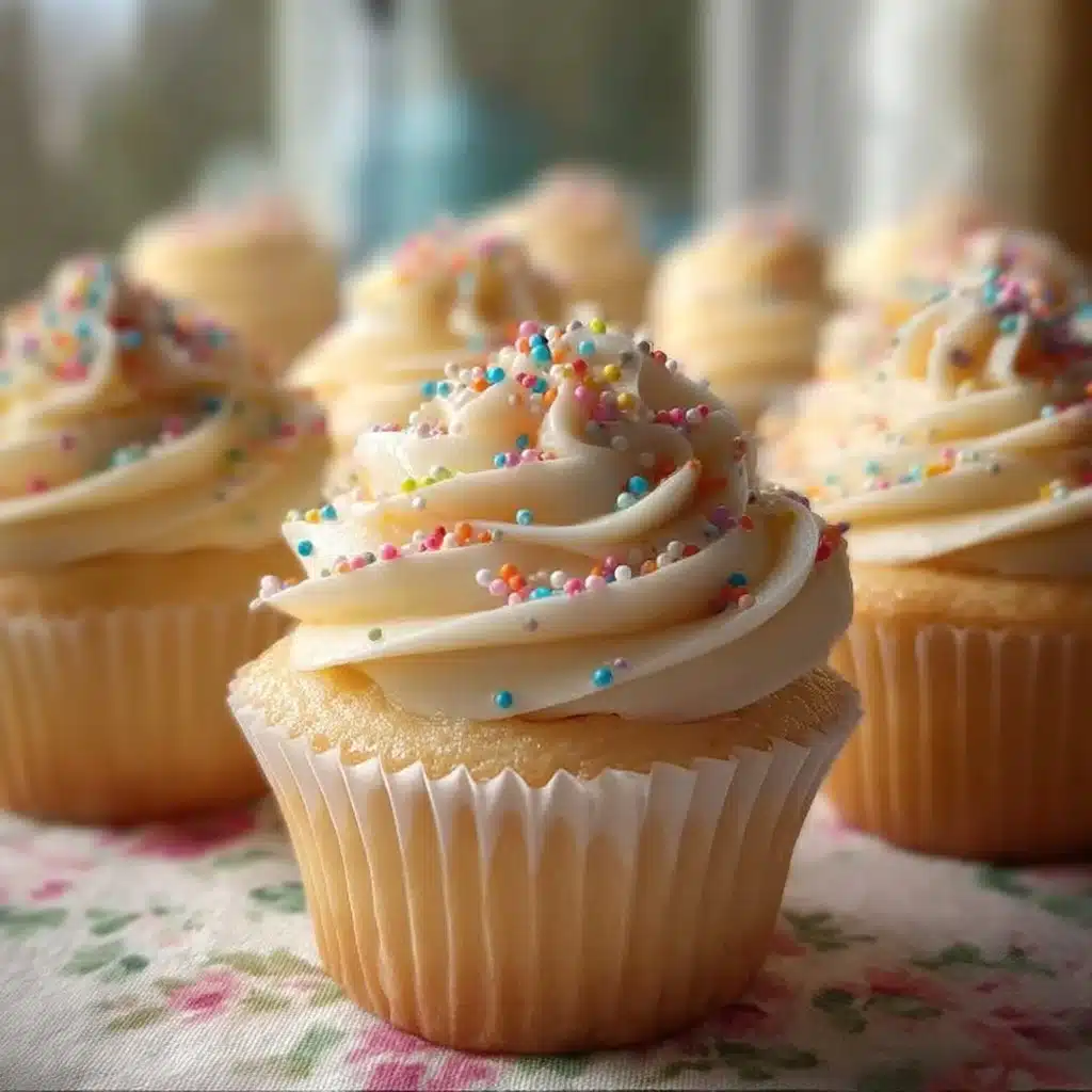 Soft vanilla cupcakes with buttercream frosting demonstrating a delicious dessert