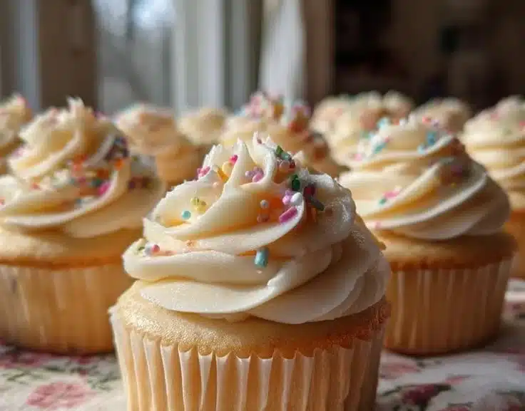 Soft Vanilla Cupcakes with Buttercream