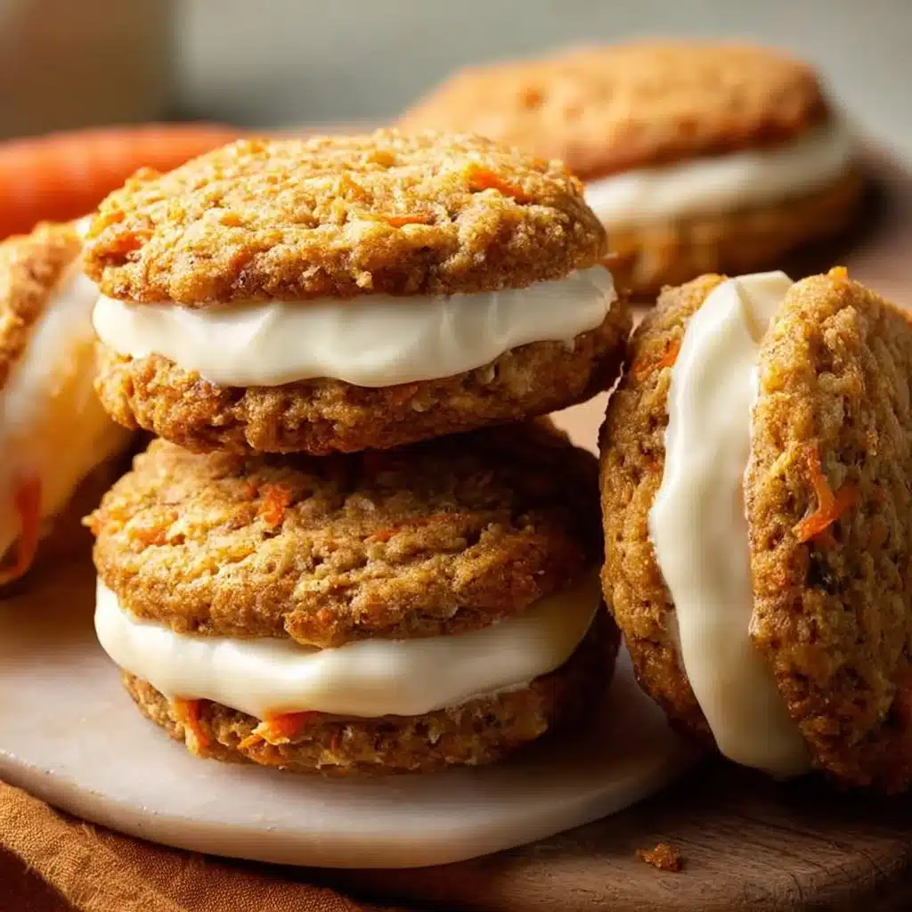Sweet carrot cake sandwich cookies with cream filling