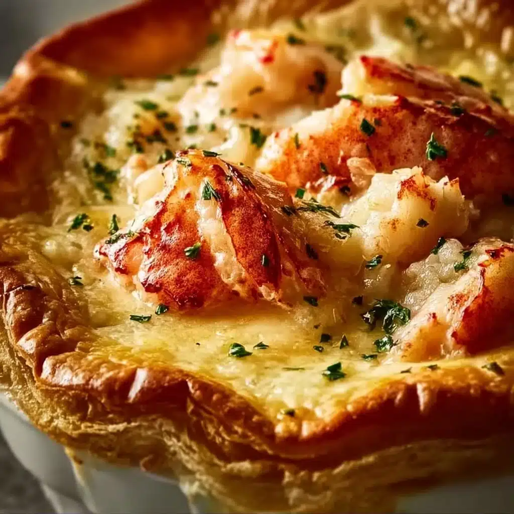 Delicious ultimate lobster pot pie with flaky crust and rich filling