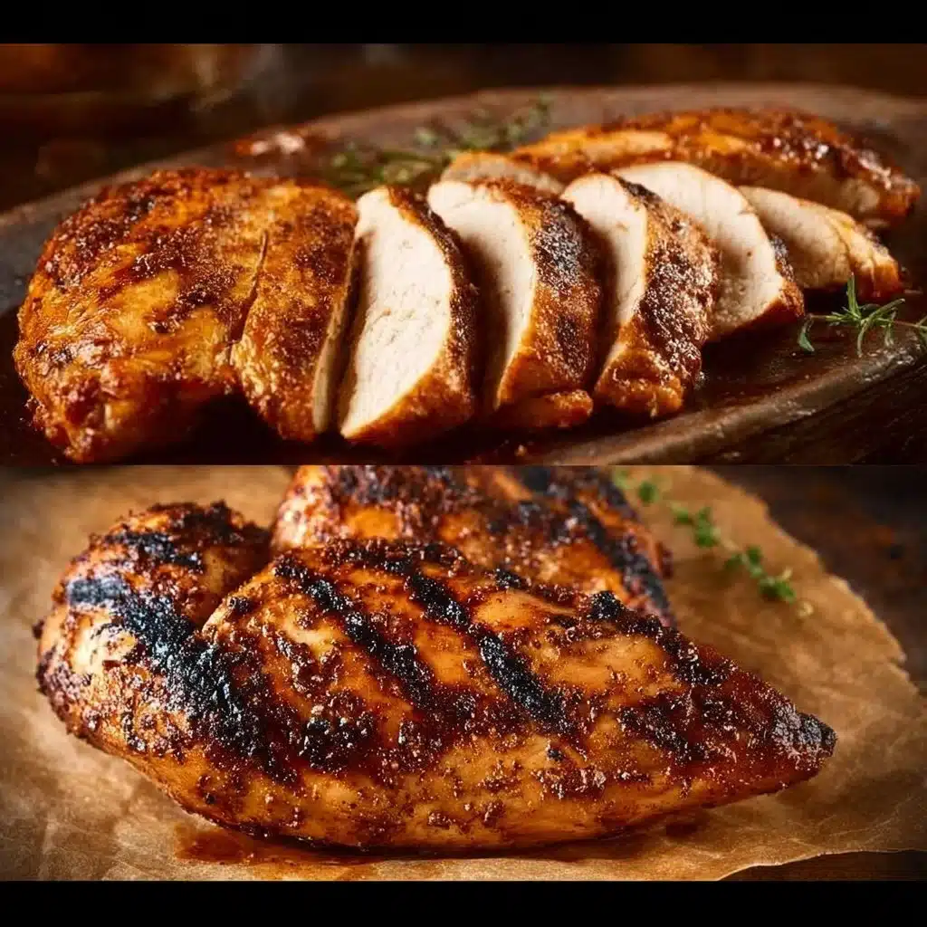 Juicy air fryer chicken breast served with herbs and spices