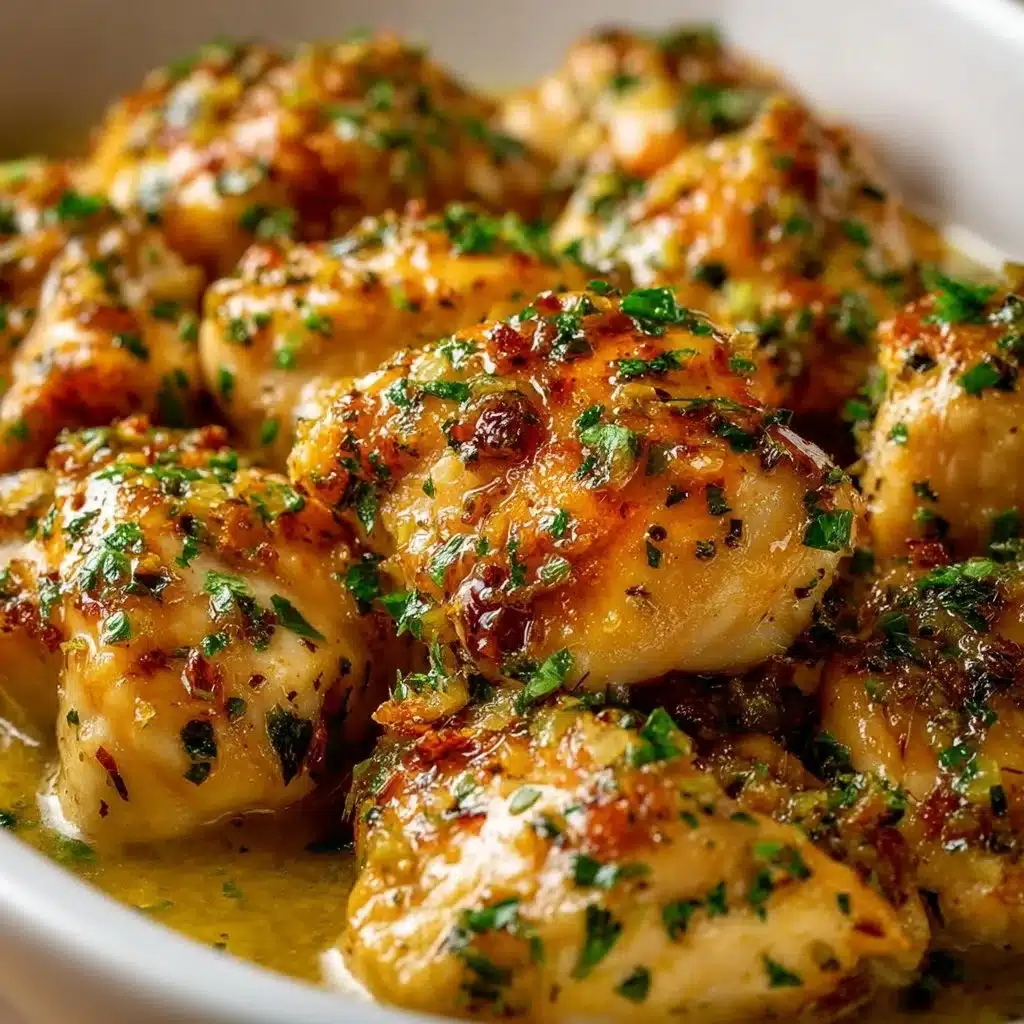 Delicious baked lemon butter chicken served with fresh herbs.