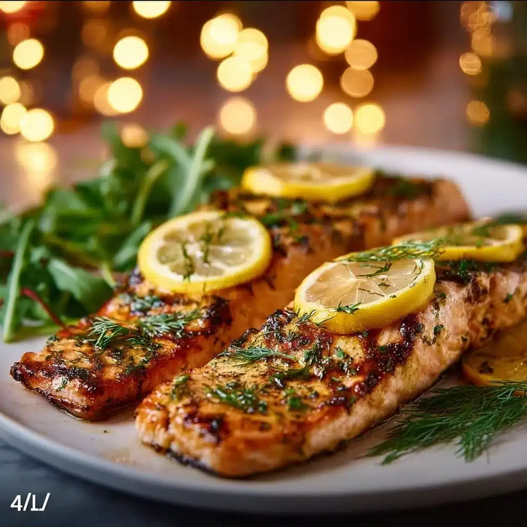 Delicious lemon grilled salmon, perfect for a winter meal