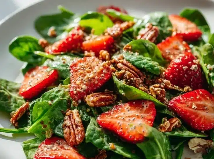 Best Strawberry Spinach Salad With Candied Pecans & Poppy Seed Dressing