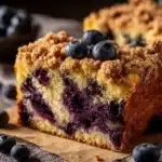 Delicious Blueberry Coffee Cake with fresh blueberries on top