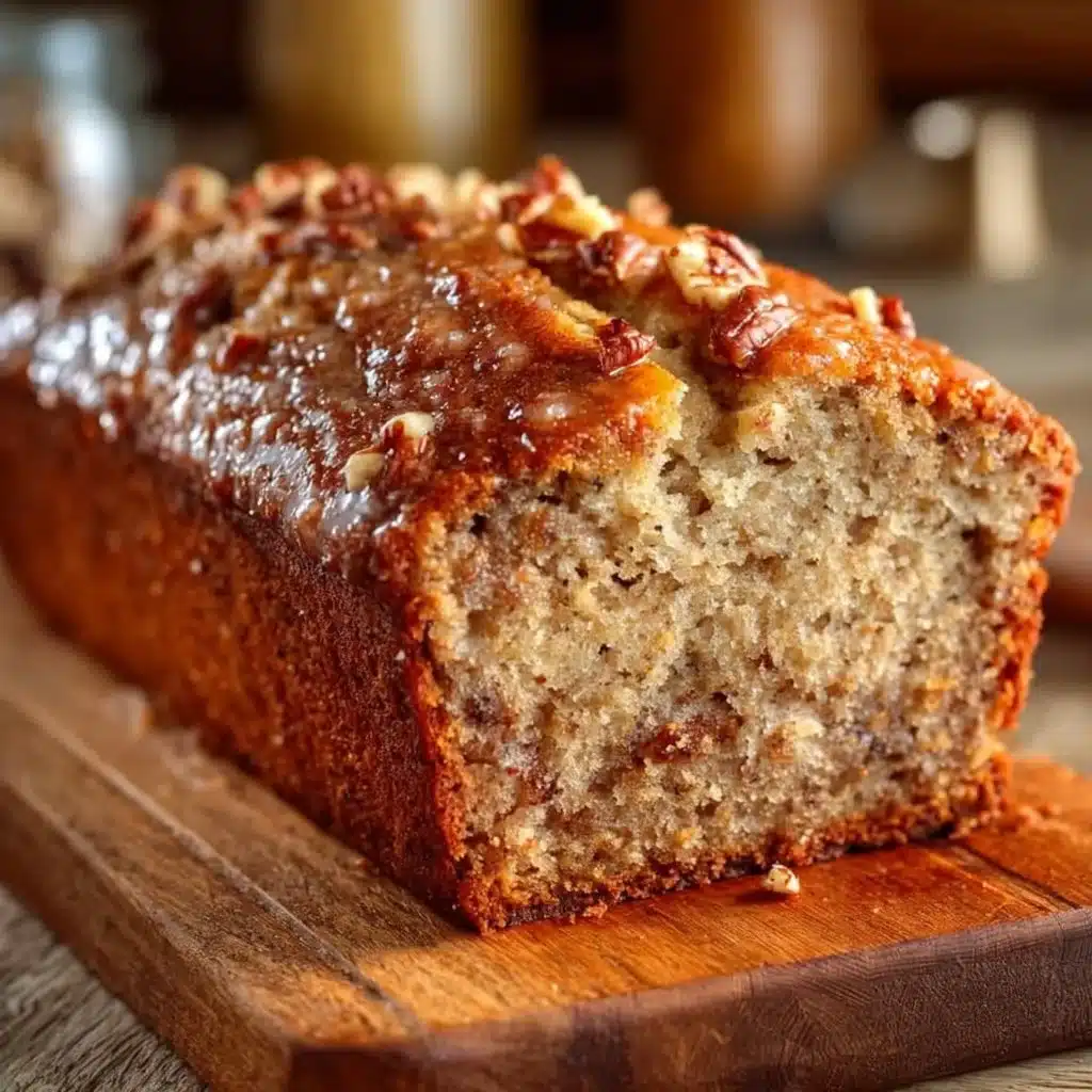 Deliciously baked classic banana bread fresh out of the oven.