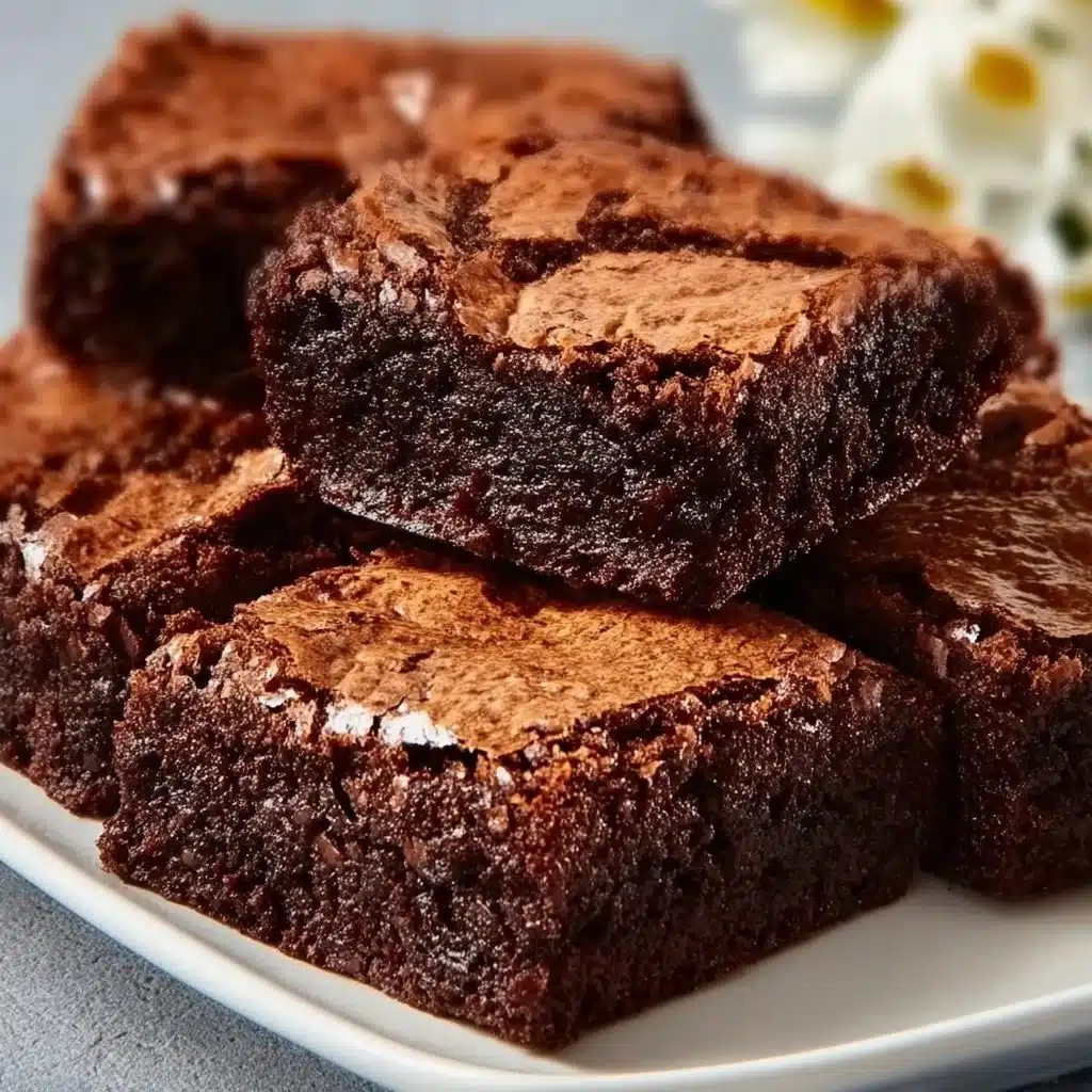 Homemade fudgy brownies on a plate, showcasing Classic Brownie Bliss