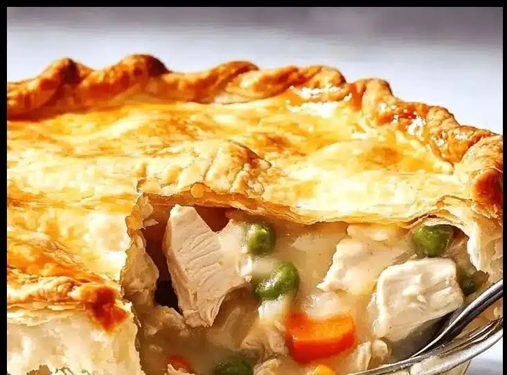 Delicious classic chicken pot pie fresh from the oven, perfect for family dinners