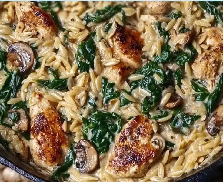 Creamy Chicken Orzo with Spinach