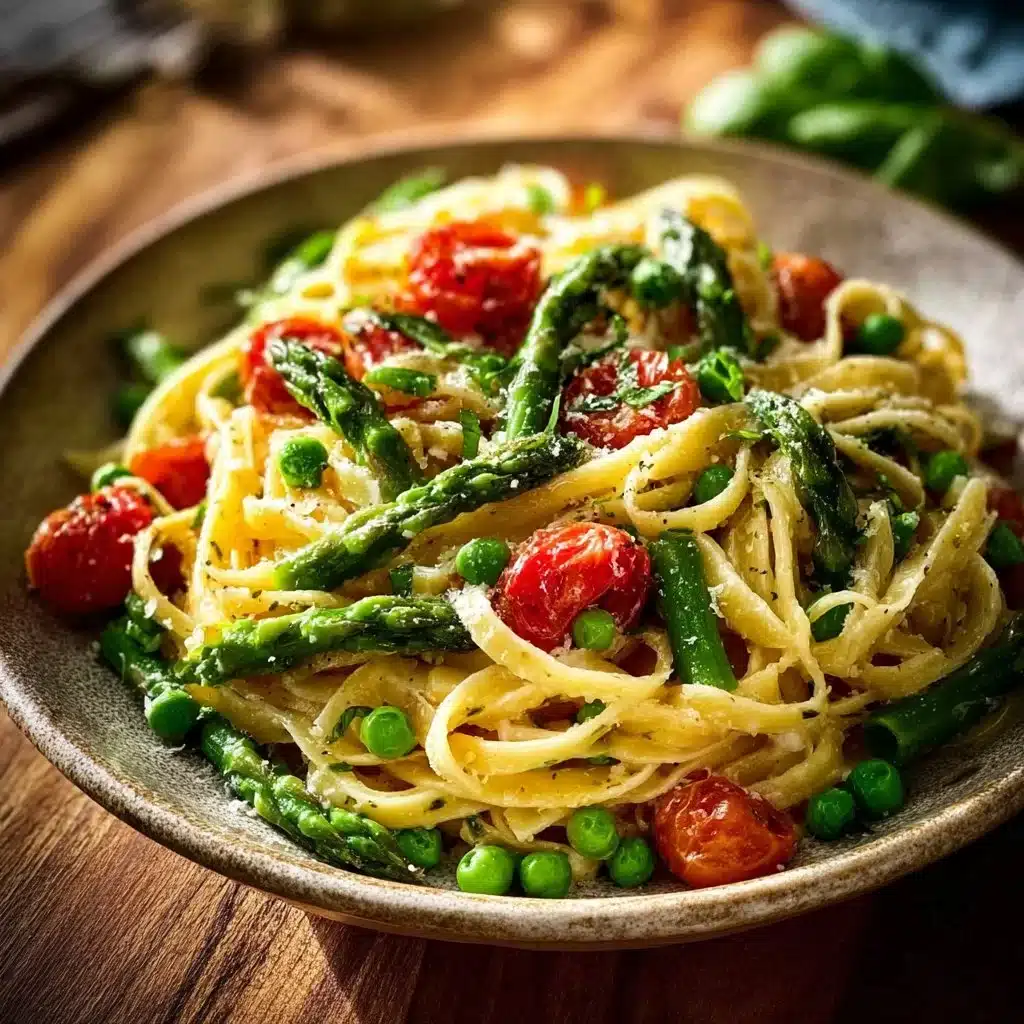 Creamy Pasta Primavera with fresh seasonal vegetables and herbs