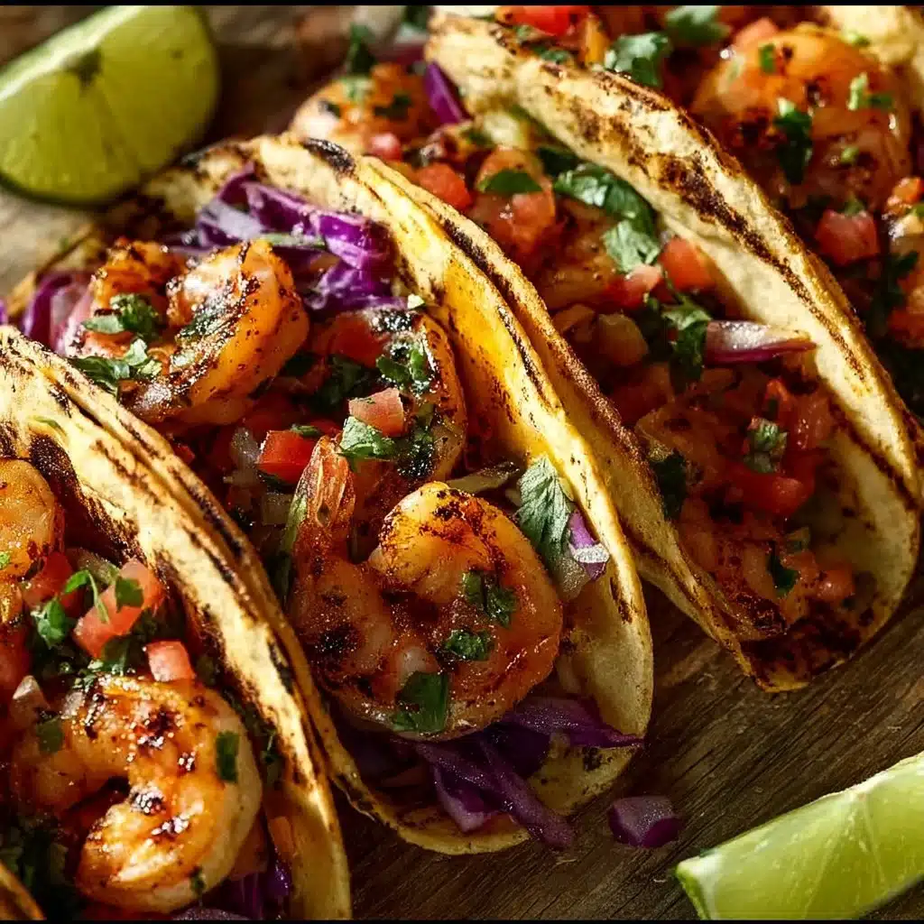 Easy grilled shrimp tacos served with fresh toppings and lime