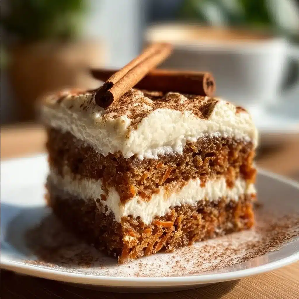 Delicious slice of healthy carrot cake topped with cream cheese frosting