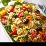 Italian Tuna Pasta Salad with fresh ingredients and vibrant colors.