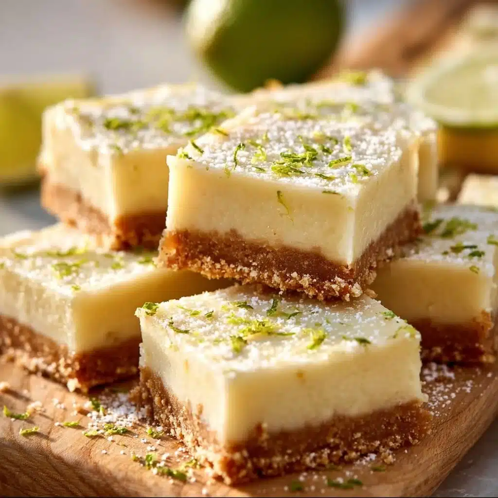 Delicious Key Lime Pie Bars topped with whipped cream and lime zest.