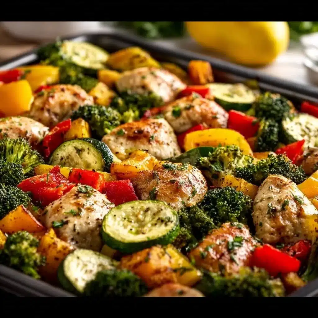 Delicious sheet pan chicken and vegetables ready to be served