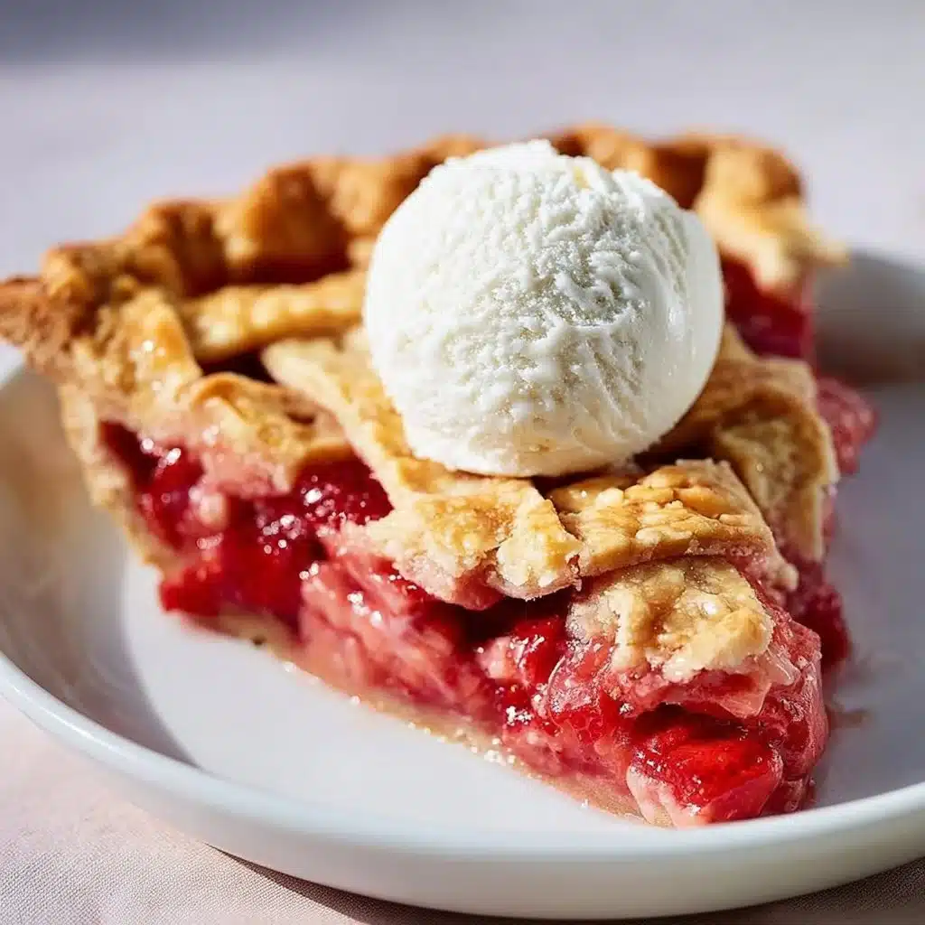 Delicious homemade strawberry rhubarb pie with a flaky crust and fresh filling