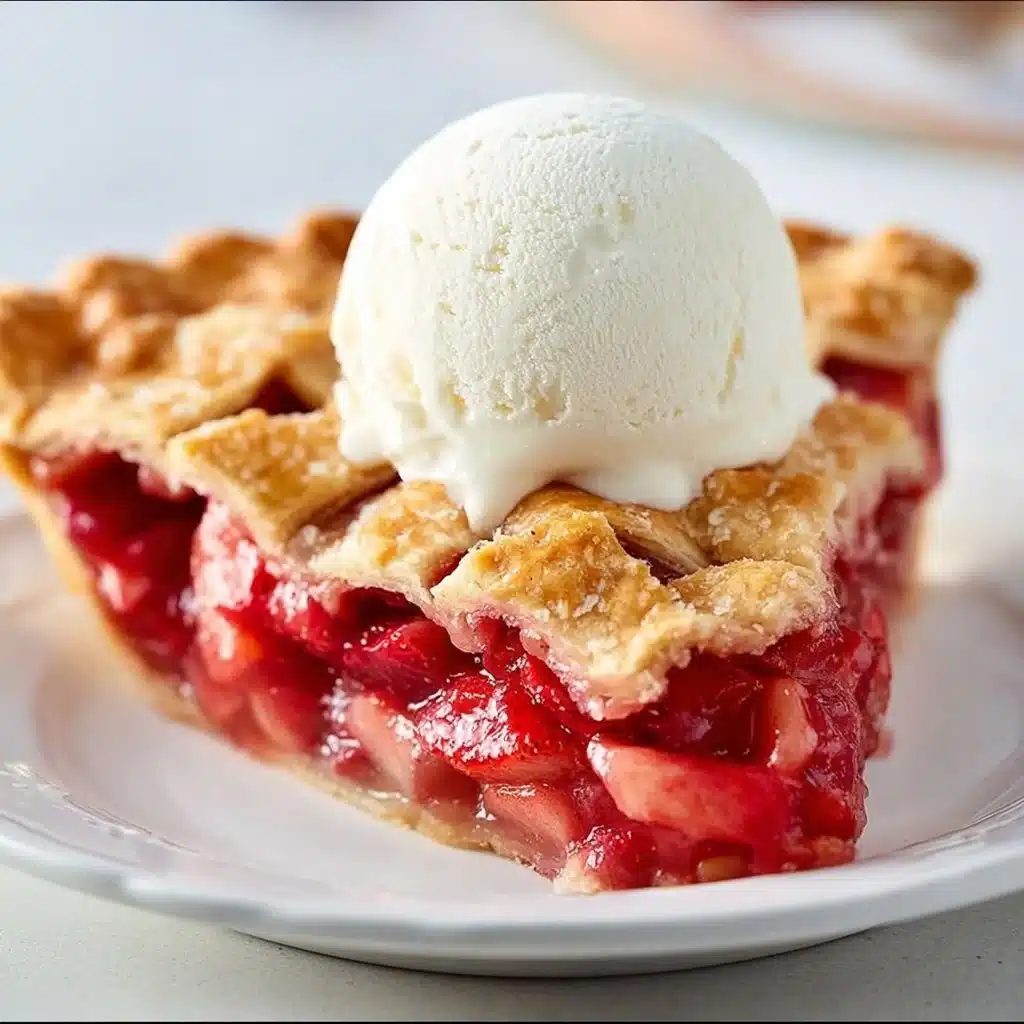 Homemade Strawberry Rhubarb Pie with a flaky crust and vibrant filling