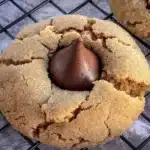 Plate of delicious homemade peanut butter blossoms cookies with chocolate kisses
