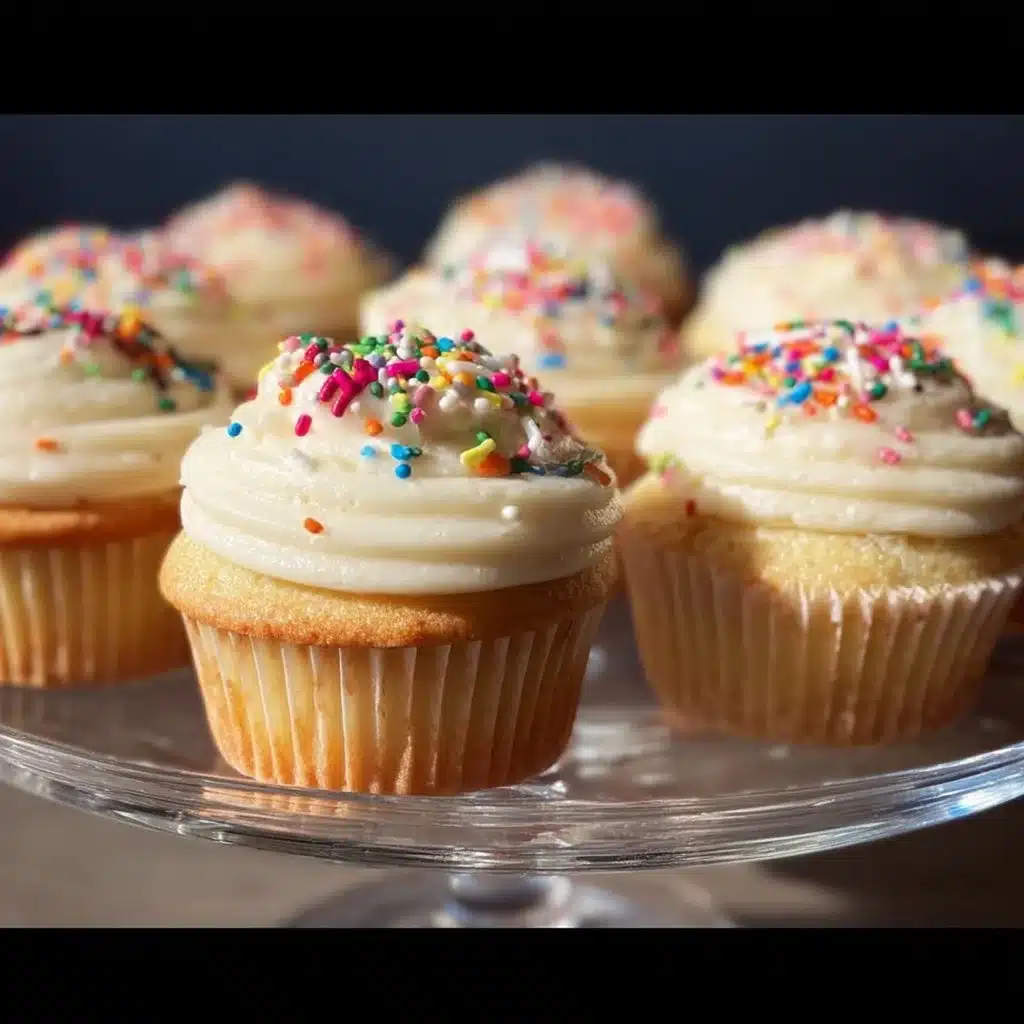 Delicious homemade Vanilla Bean Cupcakes with creamy frosting