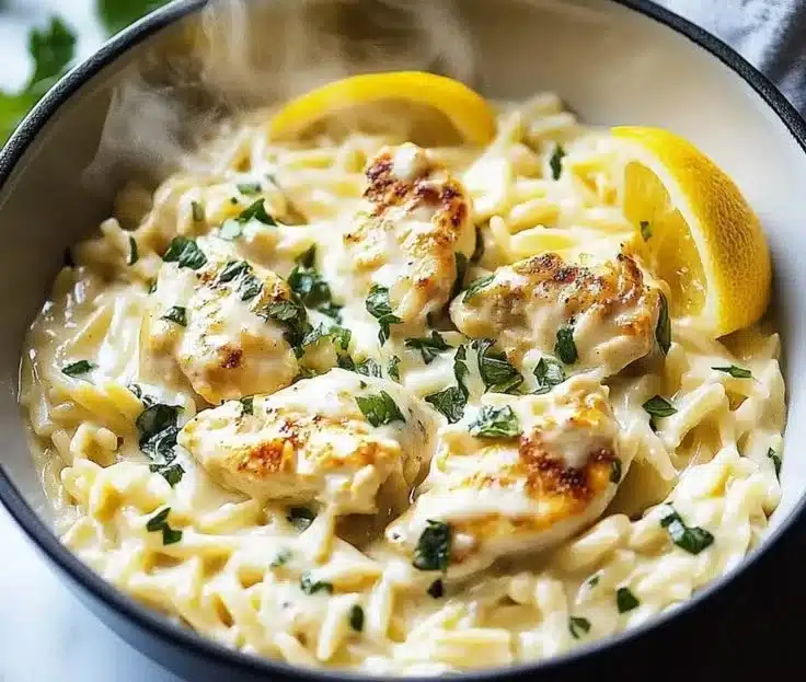 Zesty Lemon Chicken Orzo: A Creamy, Comforting Delight