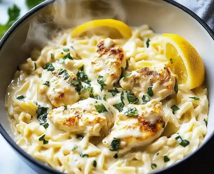 Zesty Lemon Chicken Orzo: A Creamy, Comforting Delight